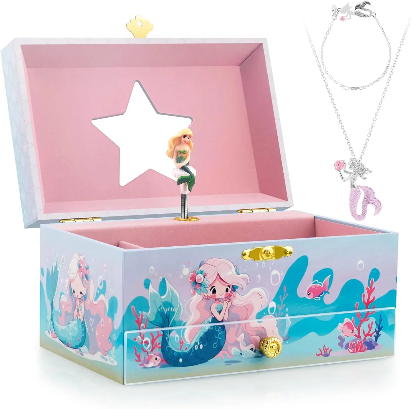 Kids Musical Jewelry Box with Drawer – Ballerina Theme, Swan Lake Tune, Velvet Lining | Girls Keepsake Organizer with Spinning Dancer 🎀