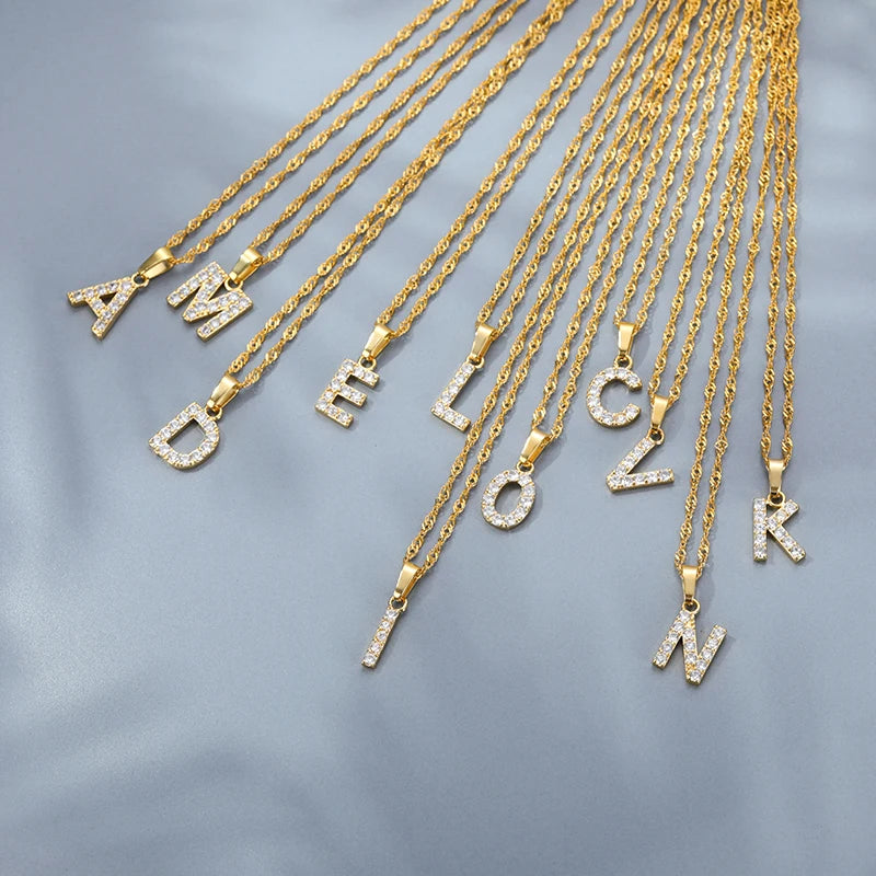 Sparkle with Our Exquisite Zircon Initial A-Z Alphabet Pendant Necklace! Perfect Gift for Boys and Girls!