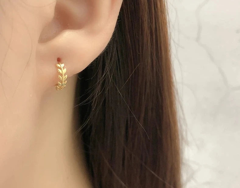 Gilded Glamour: Leaf Hoop Earrings - Perfect for Girls, Teens, and Women! - Kids Jewellery Shop