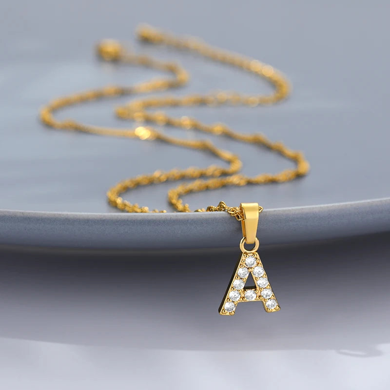 Sparkle with Our Exquisite Zircon Initial A-Z Alphabet Pendant Necklace! Perfect Gift for Boys and Girls!