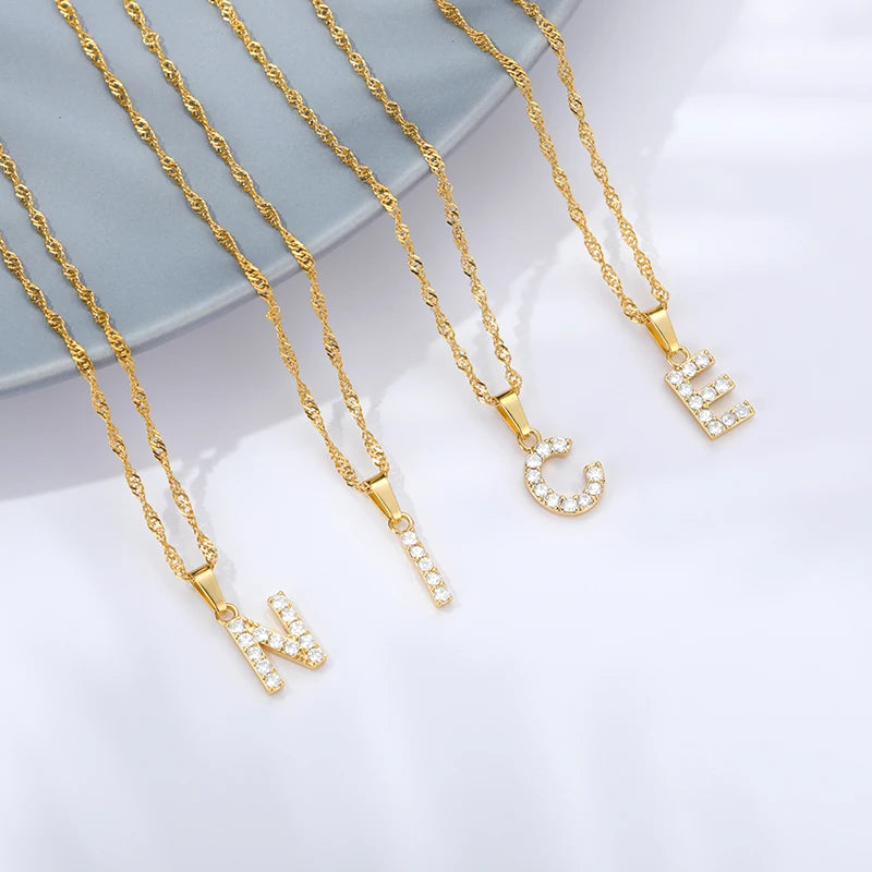Sparkle with Our Exquisite Zircon Initial A-Z Alphabet Pendant Necklace! Perfect Gift for Boys and Girls!