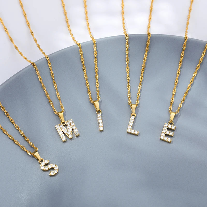 Sparkle with Our Exquisite Zircon Initial A-Z Alphabet Pendant Necklace! Perfect Gift for Boys and Girls!