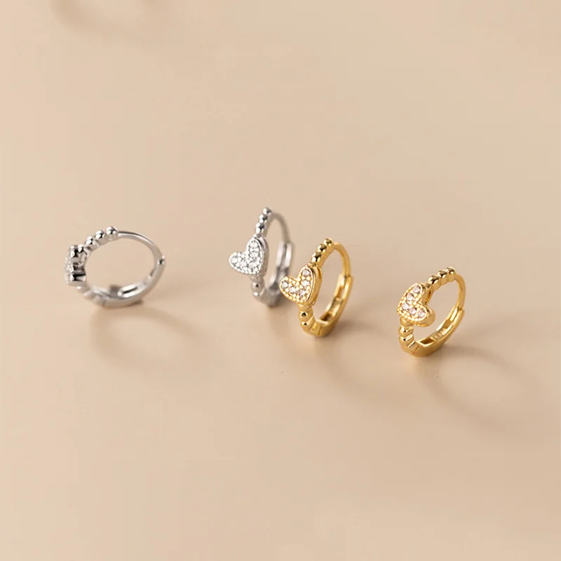 Heartfelt Elegance: Real 925 Sterling Silver and Zircon Heart Hoop Earrings - A Perfect Gift for Girls, Teens, and Women! - Kids Jewellery Shop