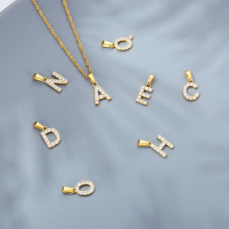 Sparkle with Our Exquisite Zircon Initial A-Z Alphabet Pendant Necklace! Perfect Gift for Boys and Girls!