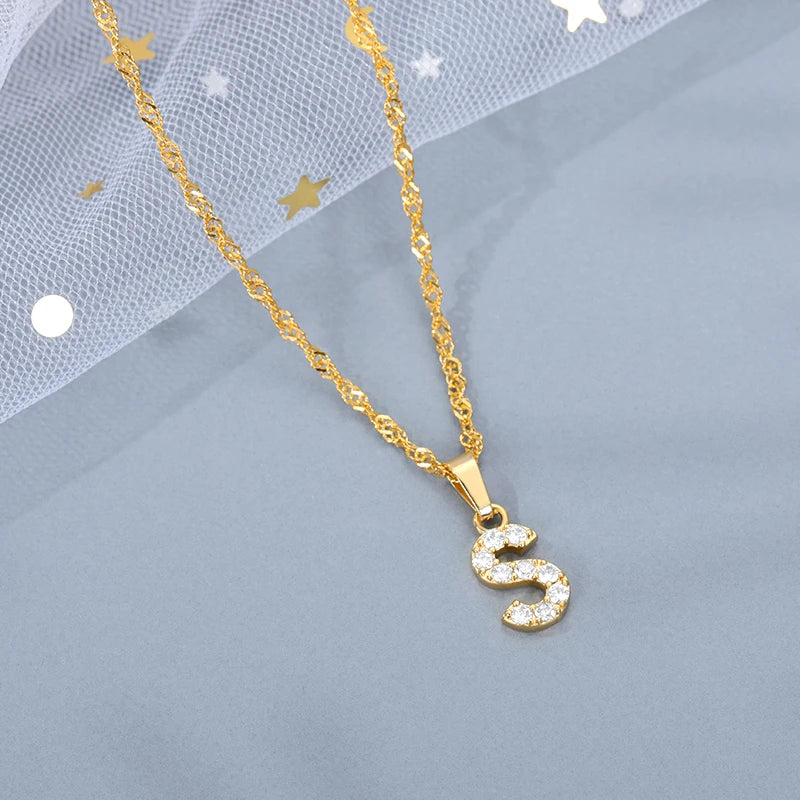 Sparkle with Our Exquisite Zircon Initial A-Z Alphabet Pendant Necklace! Perfect Gift for Boys and Girls!
