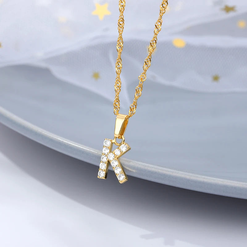 Sparkle with Our Exquisite Zircon Initial A-Z Alphabet Pendant Necklace! Perfect Gift for Boys and Girls!