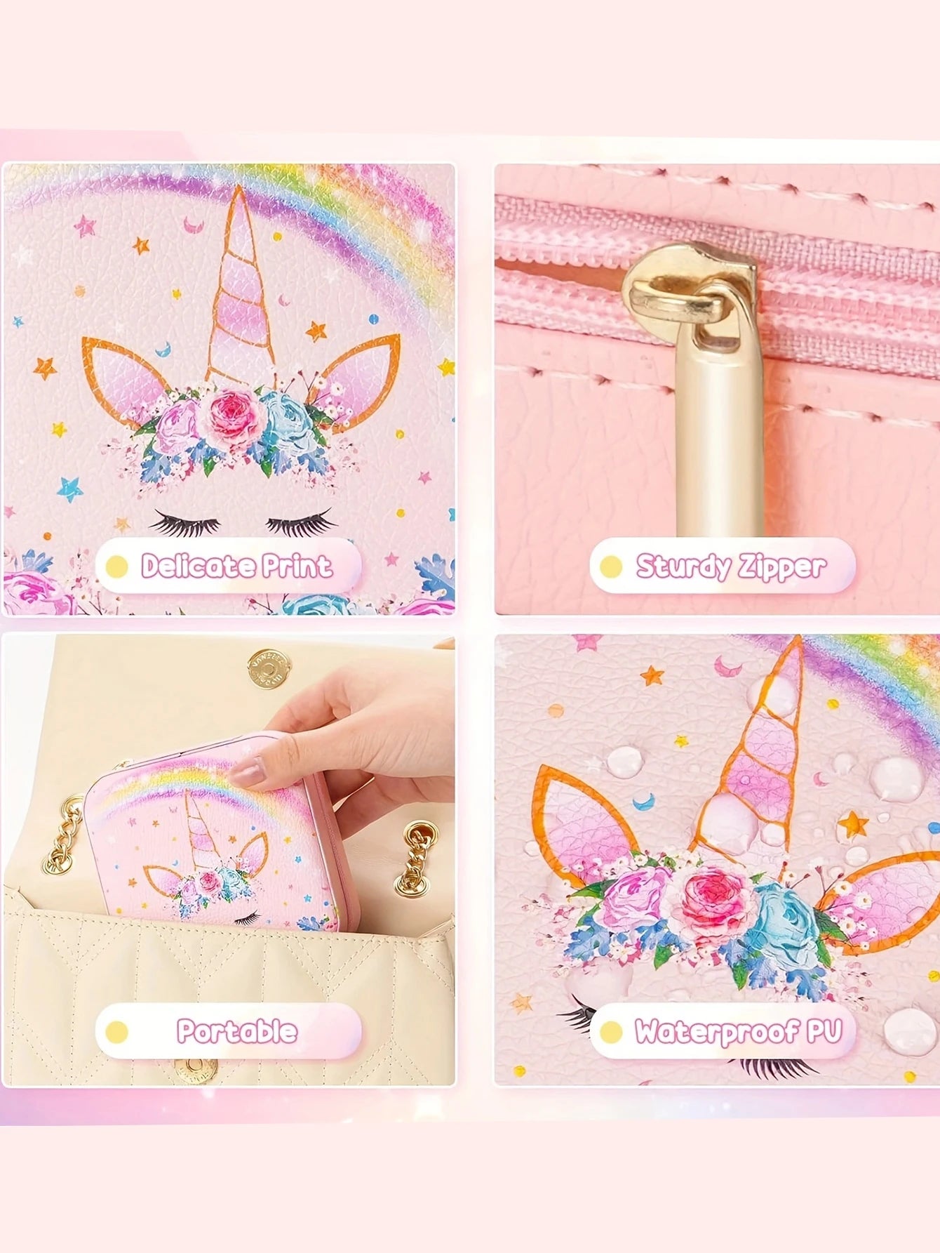 ✨ Kids Travel Jewelry Box with Mirror – Cute Unicorn & Mermaid Design | Portable Jewelry Case for Girls | Birthday & Friendship Gift 🎁