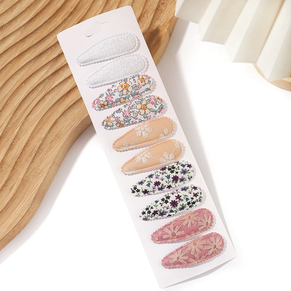 10PCS Cute Cotton Plaid Hair Clips for Girls 👧 | Fabric Hairpins Set – Baby & Kids Headwear Accessories!
