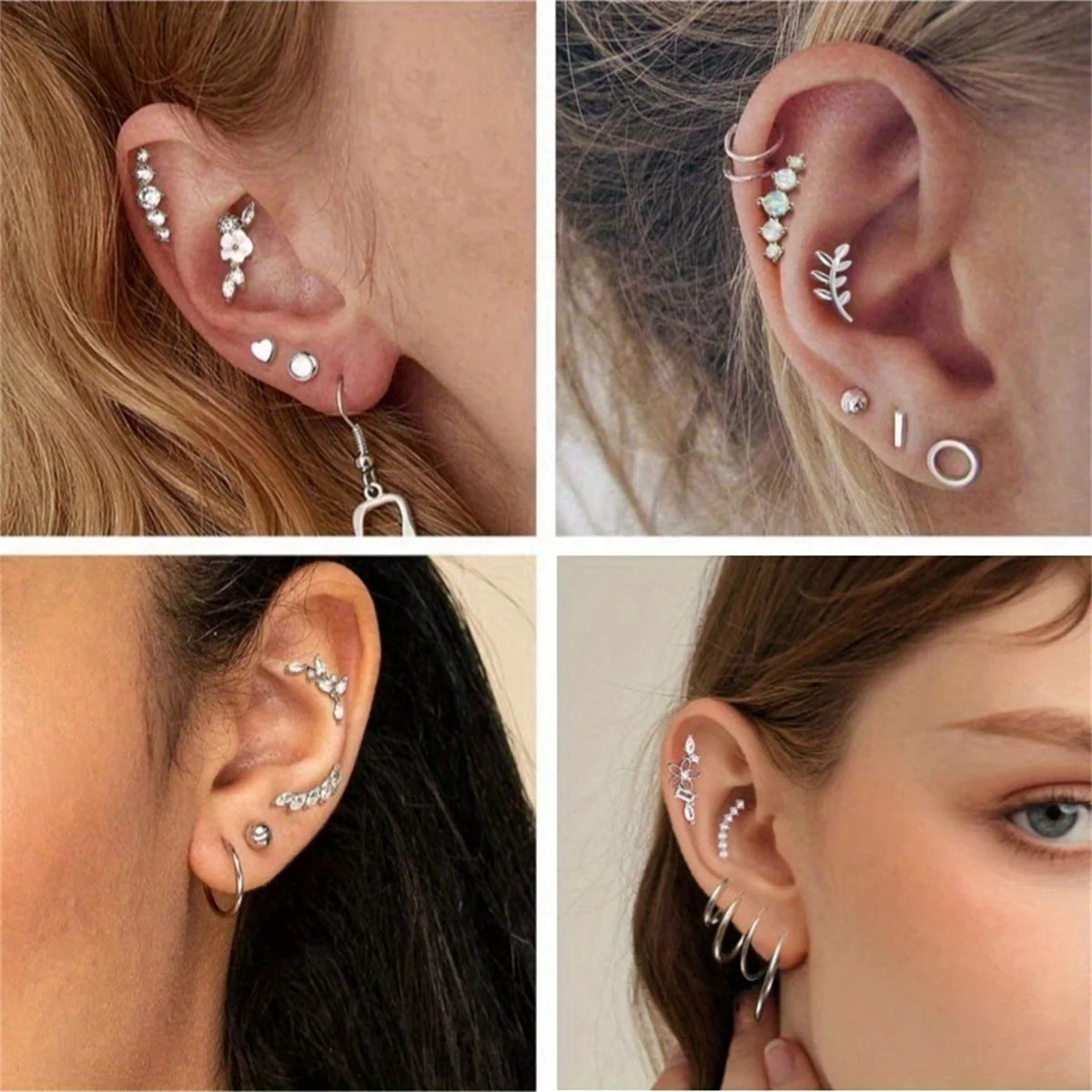 ✨ 4/6/8Pcs Screw Back Stud Earrings – Cubic Zirconia Piercing Jewelry | Hypoallergenic & Secure 💎
