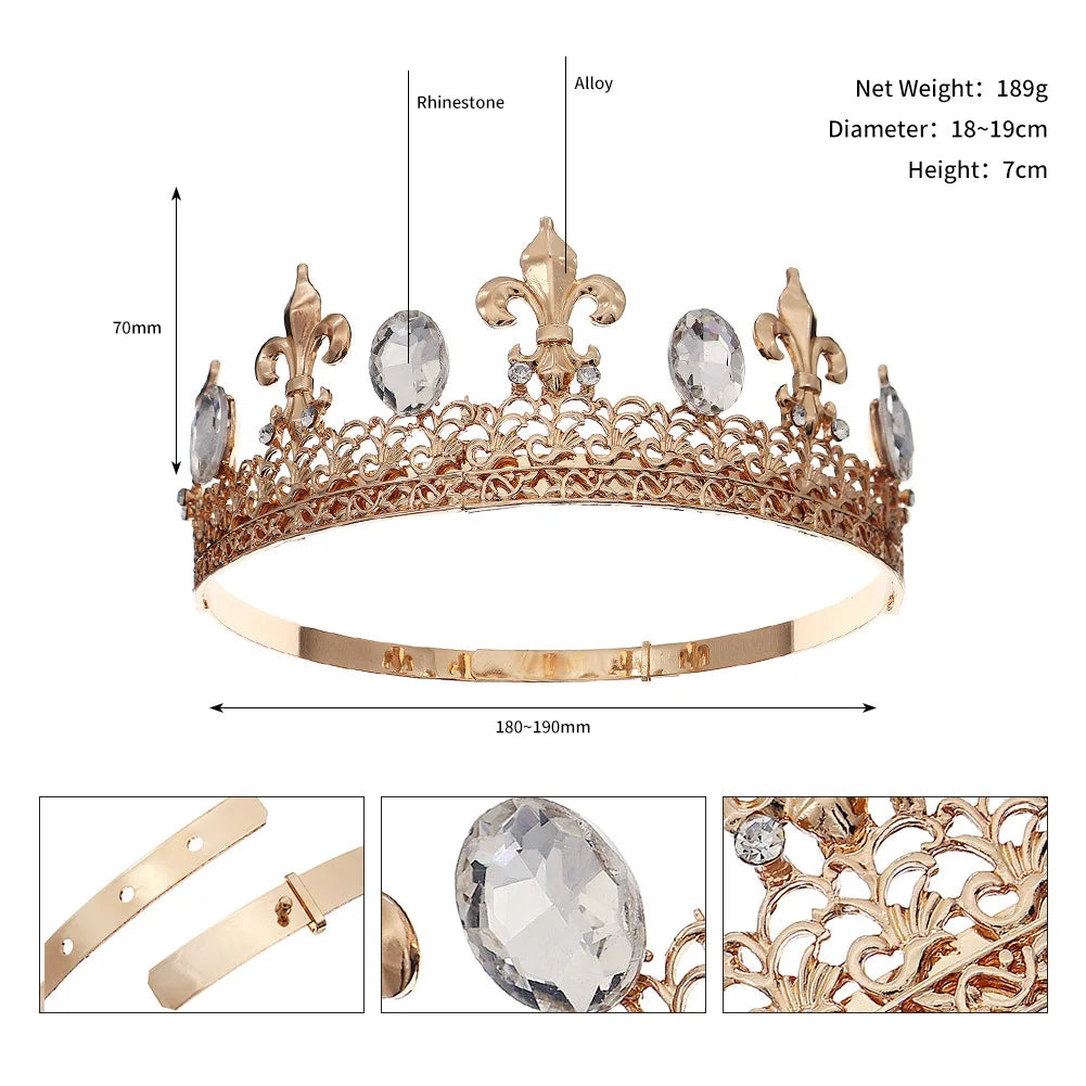 Embrace Regal Splendor: Royal King & Queen Metal Crowns and Tiaras for Unforgettable Moments!