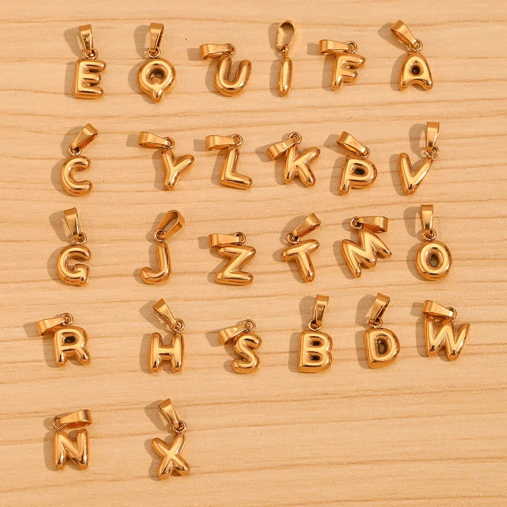 Mini Bubble Letter Pendant Necklace 🔤 | Dainty Unisex Stainless Steel Initial Jewelry for Boys & Girls | Cute A–Z Alphabet Gift Necklace 🎁