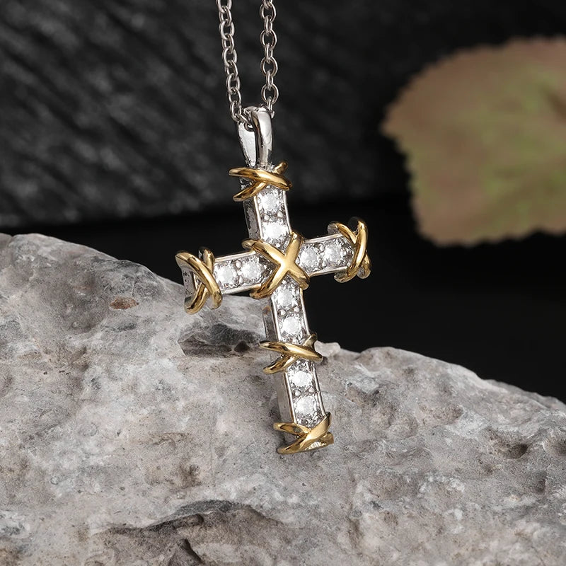 Exquisite Zircon Cross Pendant Necklace - Girls Fashion Temperament Jewelry Gift!