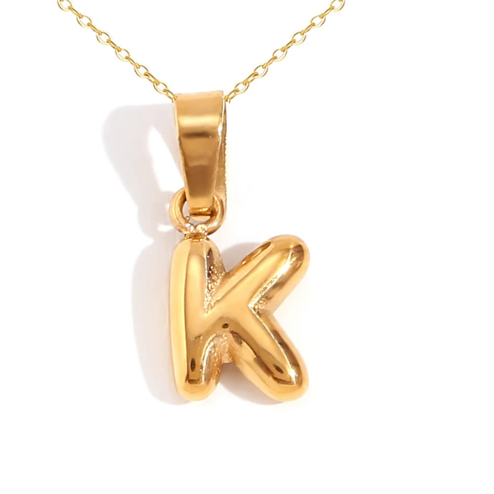 Mini Bubble Letter Pendant Necklace 🔤 | Dainty Unisex Stainless Steel Initial Jewelry for Boys & Girls | Cute A–Z Alphabet Gift Necklace 🎁
