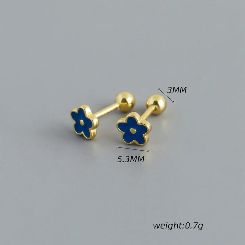 925 Sterling Silver Flower Screw Back Stud Earrings for Girls – Hypoallergenic Piercing Jewelry Gift | Simple & Elegant Kids Earrings 🌟