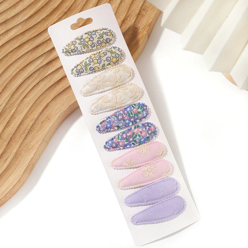 10PCS Cute Cotton Plaid Hair Clips for Girls 👧 | Fabric Hairpins Set – Baby & Kids Headwear Accessories!