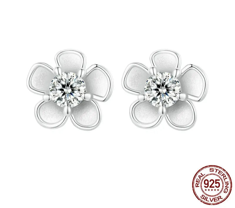 Sakura Moissanite Stud Earrings 🌸 | 925 Sterling Silver VVS1 Lab-Created Diamond – Brilliant Cut, Hypoallergenic Elegance!