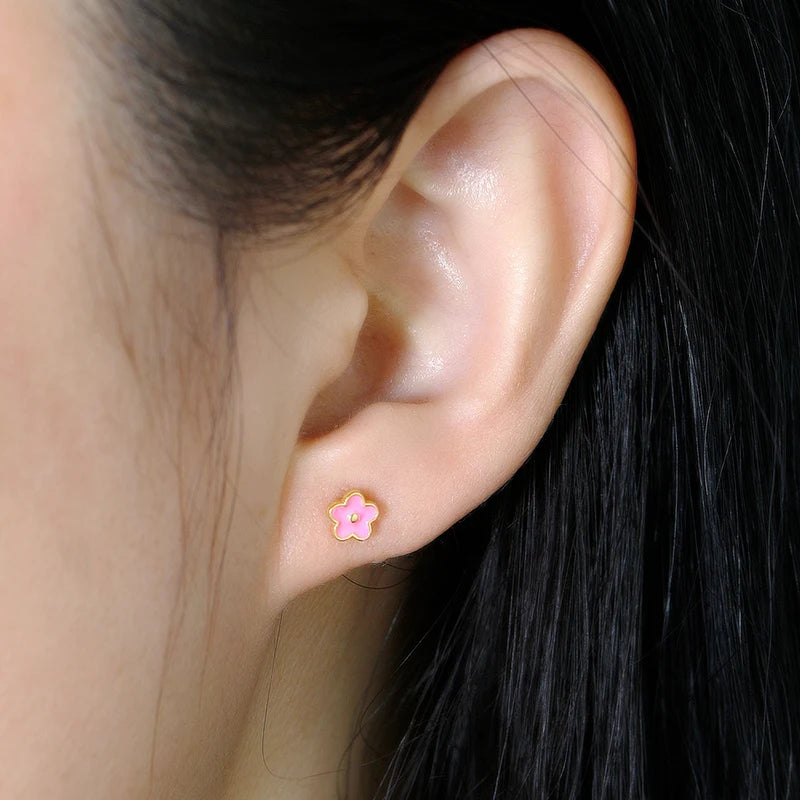 925 Sterling Silver Flower Screw Back Stud Earrings for Girls – Hypoallergenic Piercing Jewelry Gift | Simple & Elegant Kids Earrings 🌟