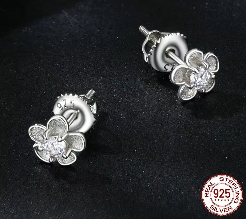 Sakura Moissanite Stud Earrings 🌸 | 925 Sterling Silver VVS1 Lab-Created Diamond – Brilliant Cut, Hypoallergenic Elegance!