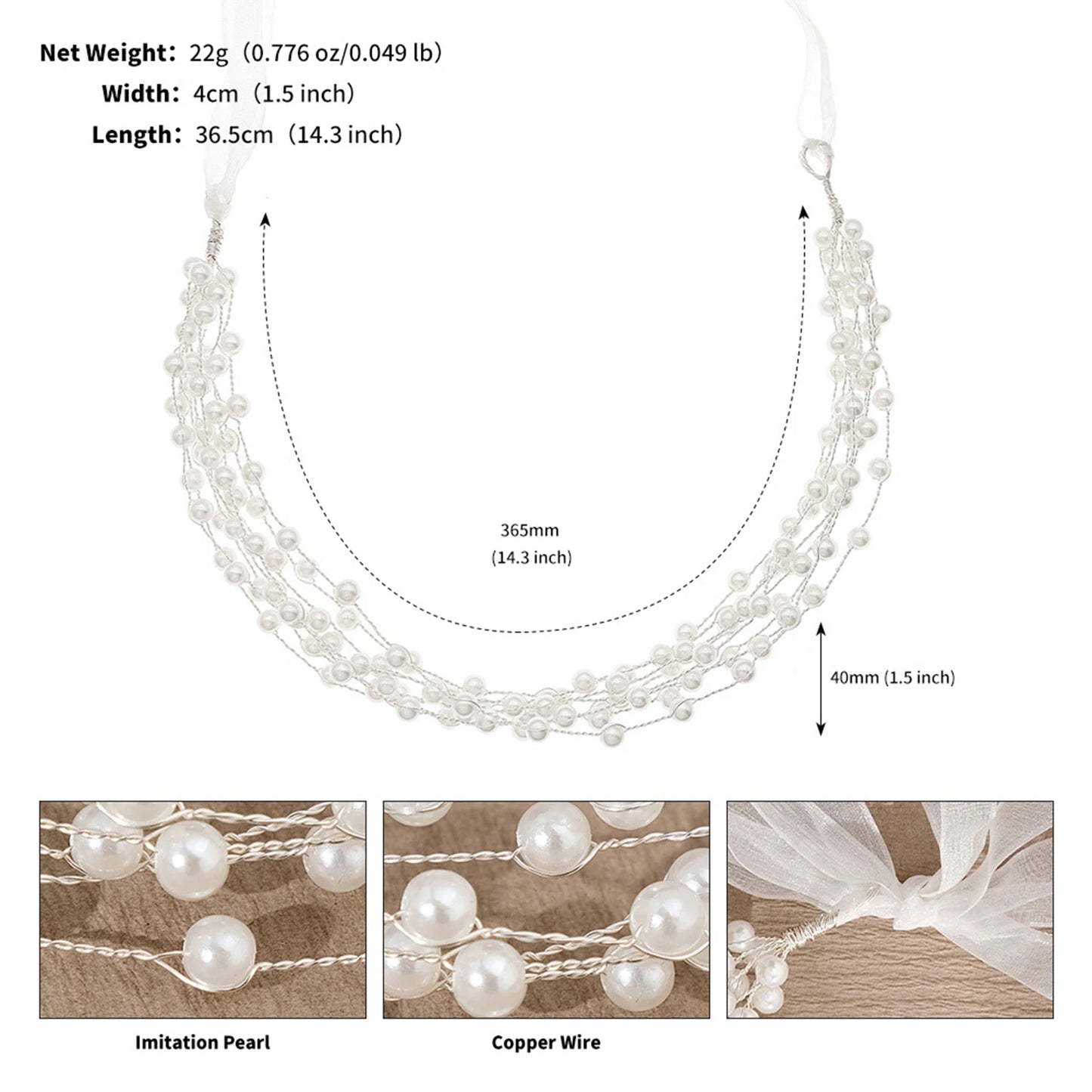 👑 Elegant Pearl & Ribbon Hairband – Imitation Pearl Braid Accessory for Baptism, Confirmation, Flower Girls | Premium Braided Headband for Girls 💒