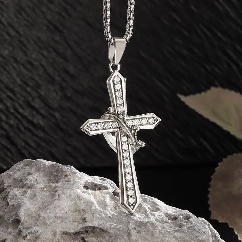 Exquisite Zircon Cross Pendant Necklace - Girls Fashion Temperament Jewelry Gift!