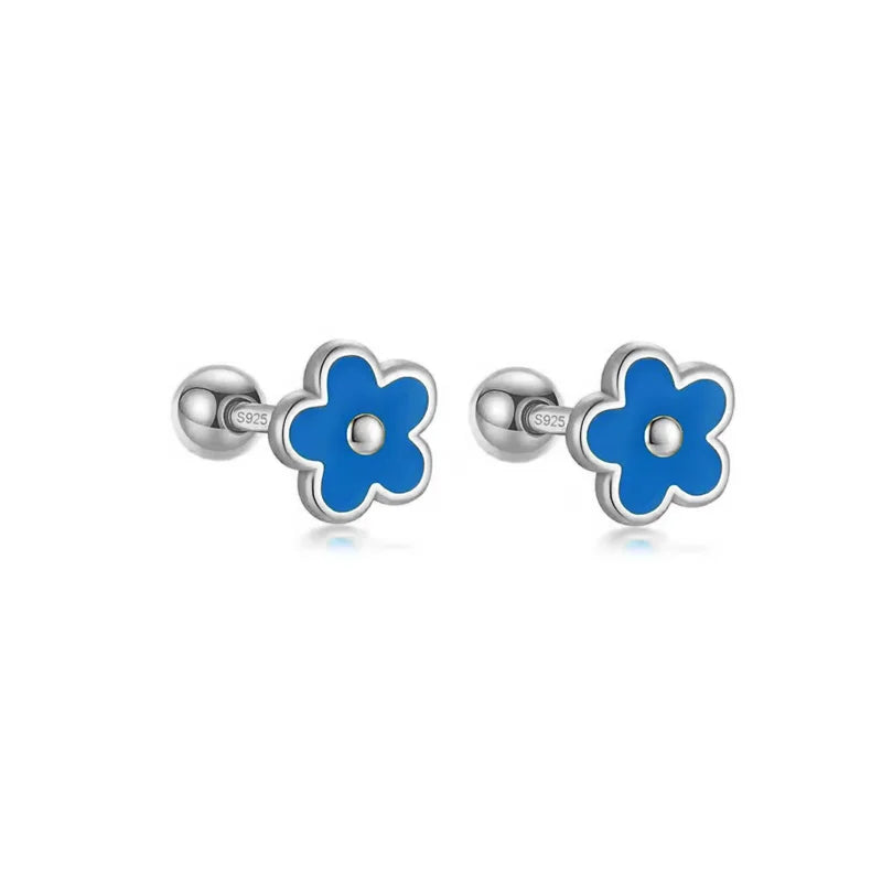 925 Sterling Silver Flower Screw Back Stud Earrings for Girls – Hypoallergenic Piercing Jewelry Gift | Simple & Elegant Kids Earrings 🌟