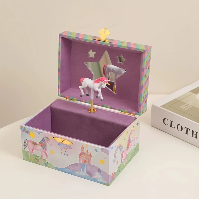 🦄 Fantasy Rotating Unicorn Music Box for Girls – Jewelry Storage Organizer with Soft Lining | Birthday Gift for Kids | Keepsake Music Jewelry Box 🎵🎁