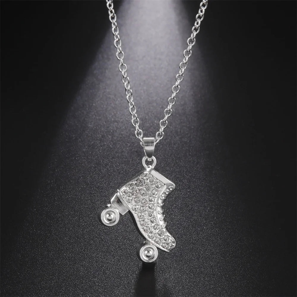 Elevate Your Style: Luxury White Zircon Skate Shoe Pendant Necklaces for Girls! - Kids Jewellery Shop