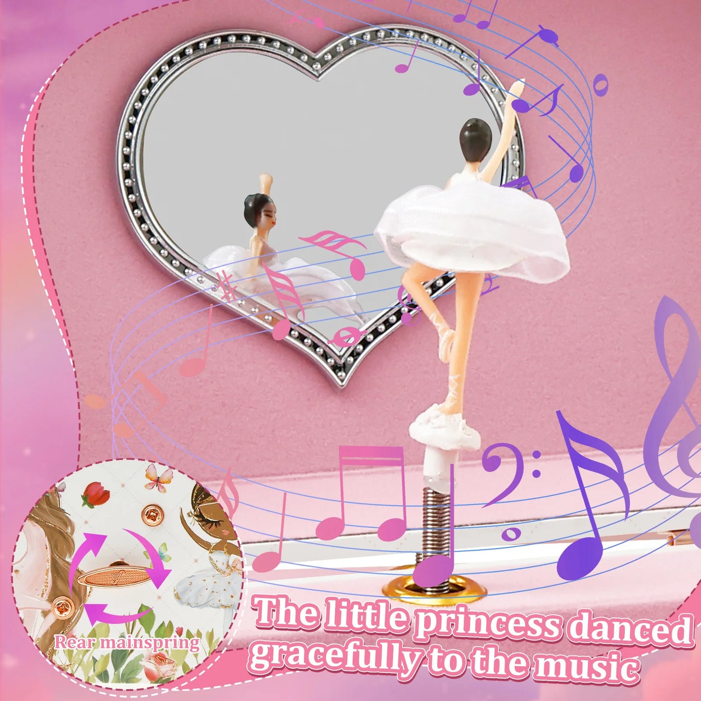 Creative Rotating Dancer Music Box 💖 | Jewelry Storage Case with Clockwork Tune | Multifunction Gift for Girls & Women!