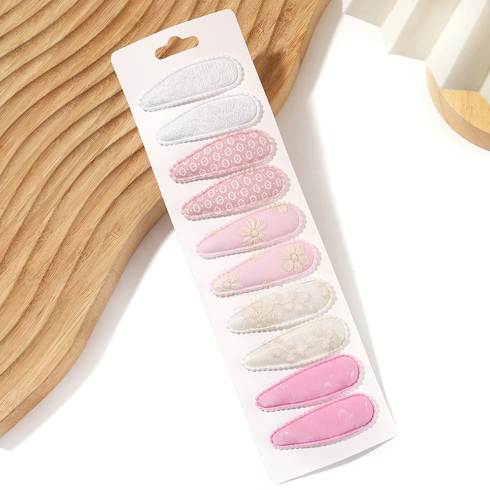 10PCS Cute Cotton Plaid Hair Clips for Girls 👧 | Fabric Hairpins Set – Baby & Kids Headwear Accessories!