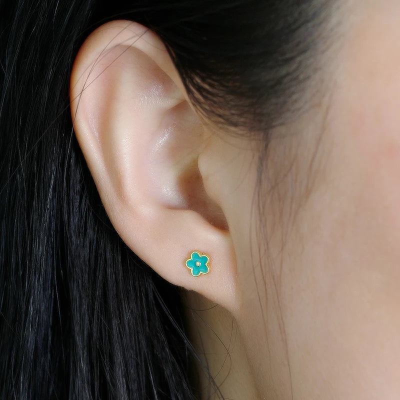 925 Sterling Silver Flower Screw Back Stud Earrings for Girls – Hypoallergenic Piercing Jewelry Gift | Simple & Elegant Kids Earrings 🌟