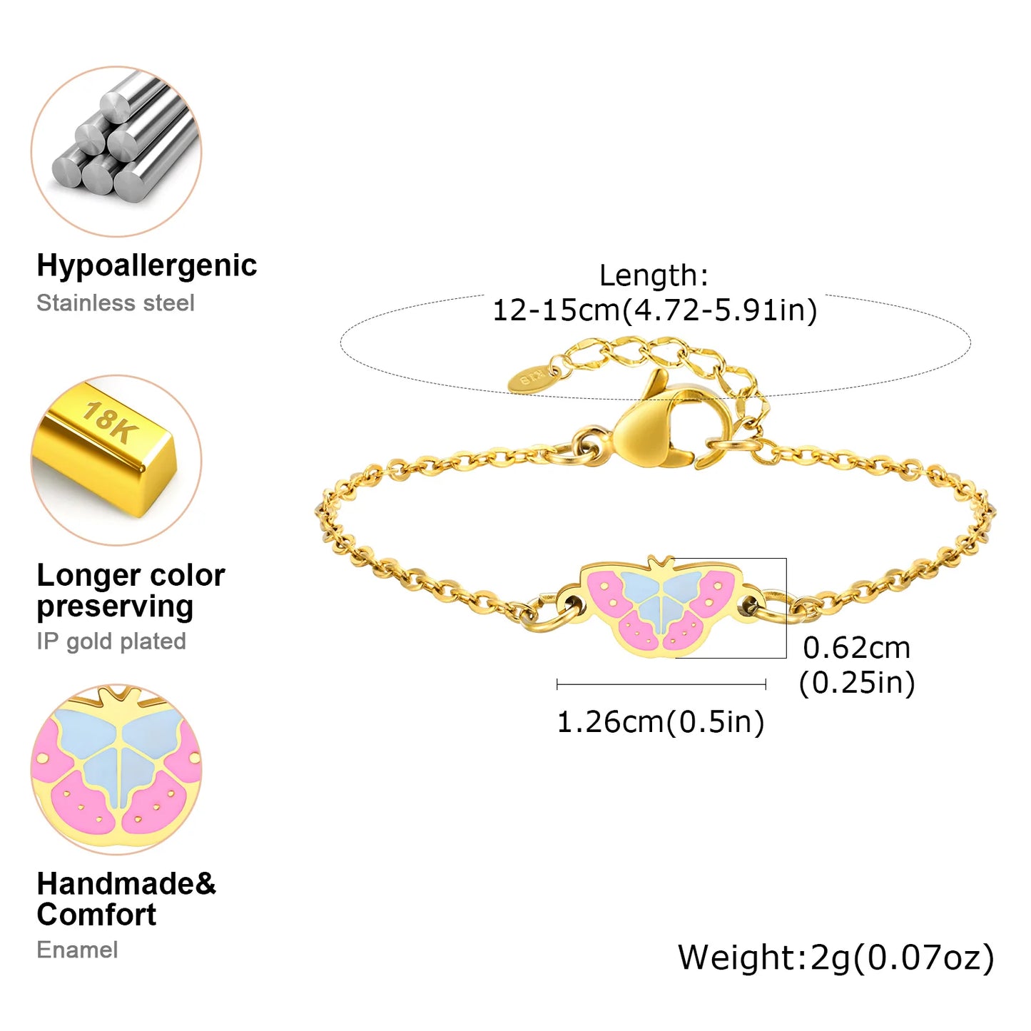 Chic Butterfly Jewelry Set for Baby - Earrings, Bracelet & Necklace | Hypoallergenic & Tarnish-Free Gift Set