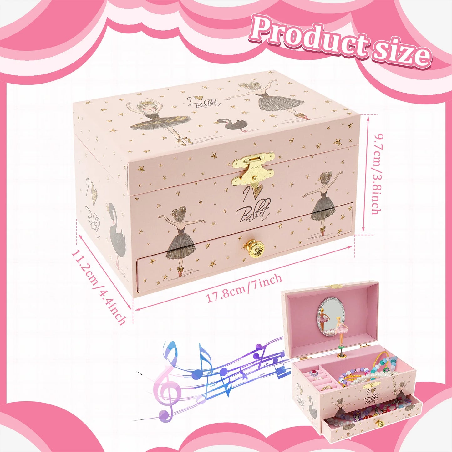 Creative Rotating Dancer Music Box 💖 | Jewelry Storage Case with Clockwork Tune | Multifunction Gift for Girls & Women!