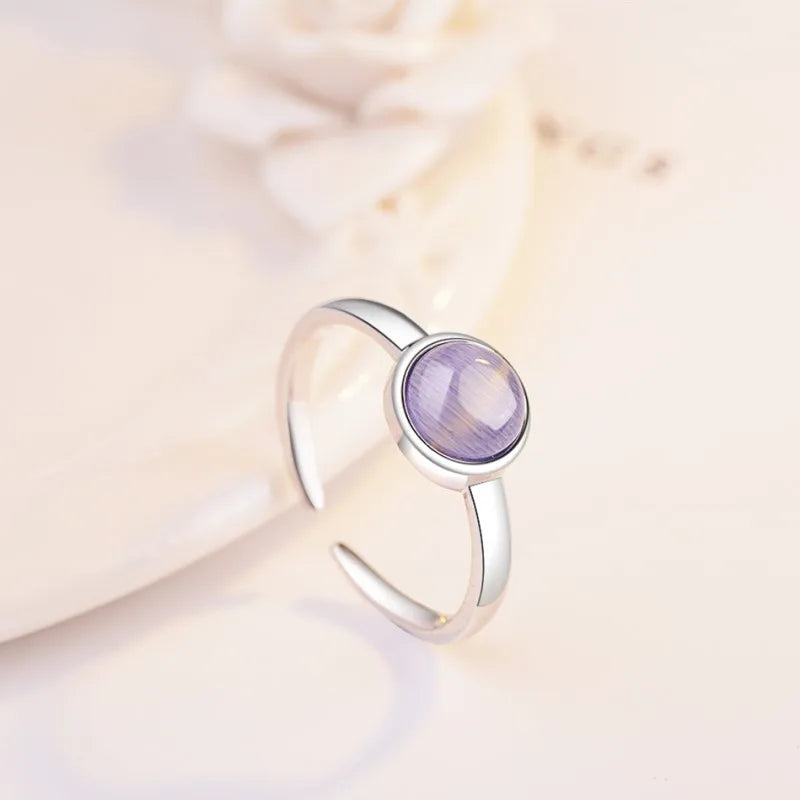 ✨ 925 Silver Plated Adjustable Opal Ring | Elegant Jewelry Gift for Women & Girls.