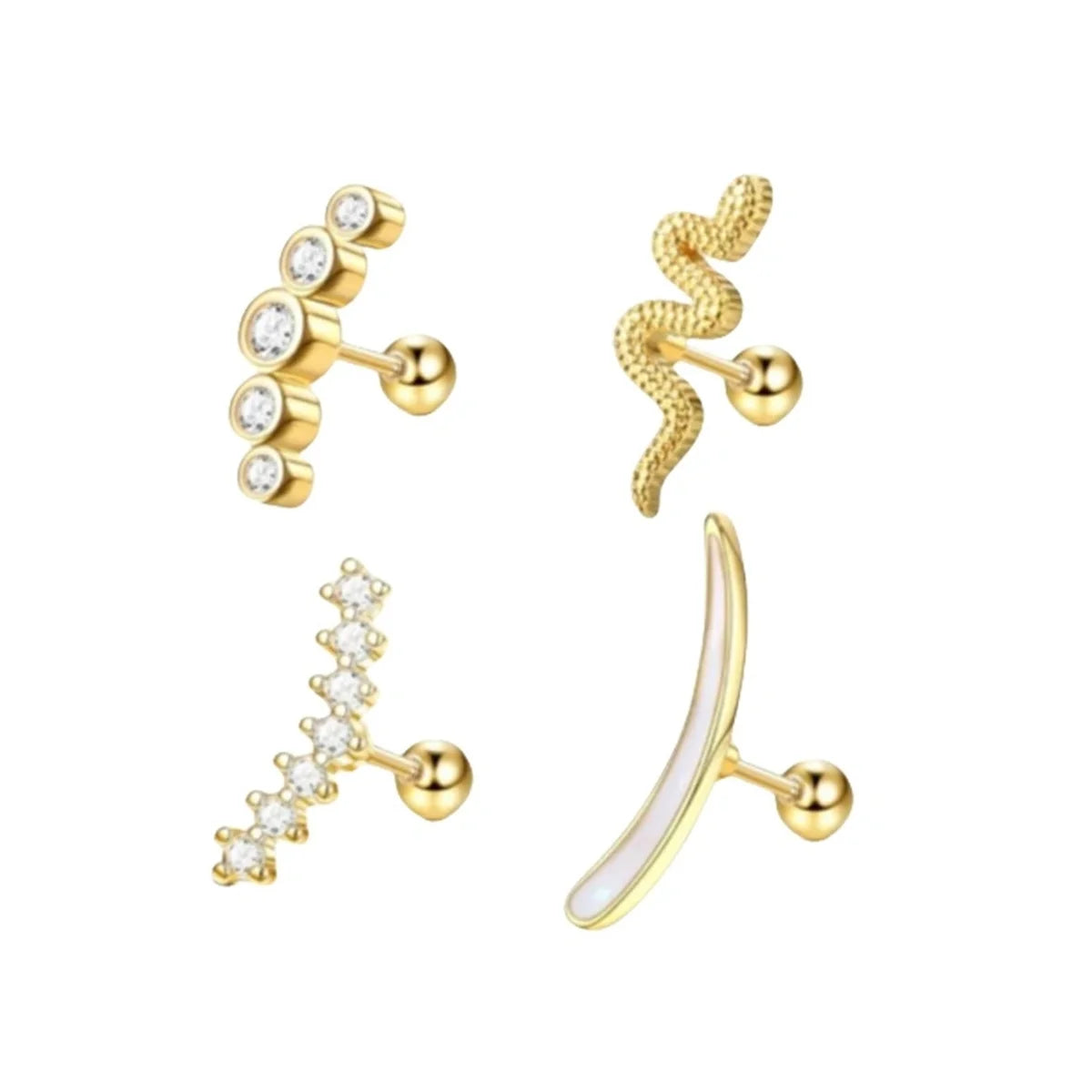 ✨ 4/6/8Pcs Screw Back Stud Earrings – Cubic Zirconia Piercing Jewelry | Hypoallergenic & Secure 💎