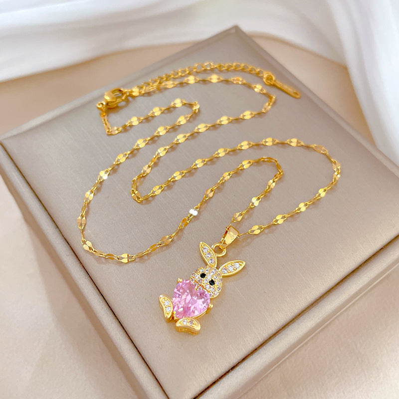 Cute Rabbit Crystal Jewelry Set for Girls 🐇 | Necklace & Earrings with Shiny Austrian Crystals | Birthday Gift Set 🎁
