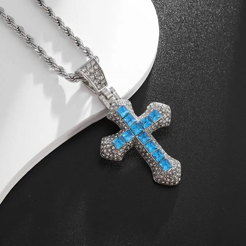 Exquisite Zircon Cross Pendant Necklace - Girls Fashion Temperament Jewelry Gift!