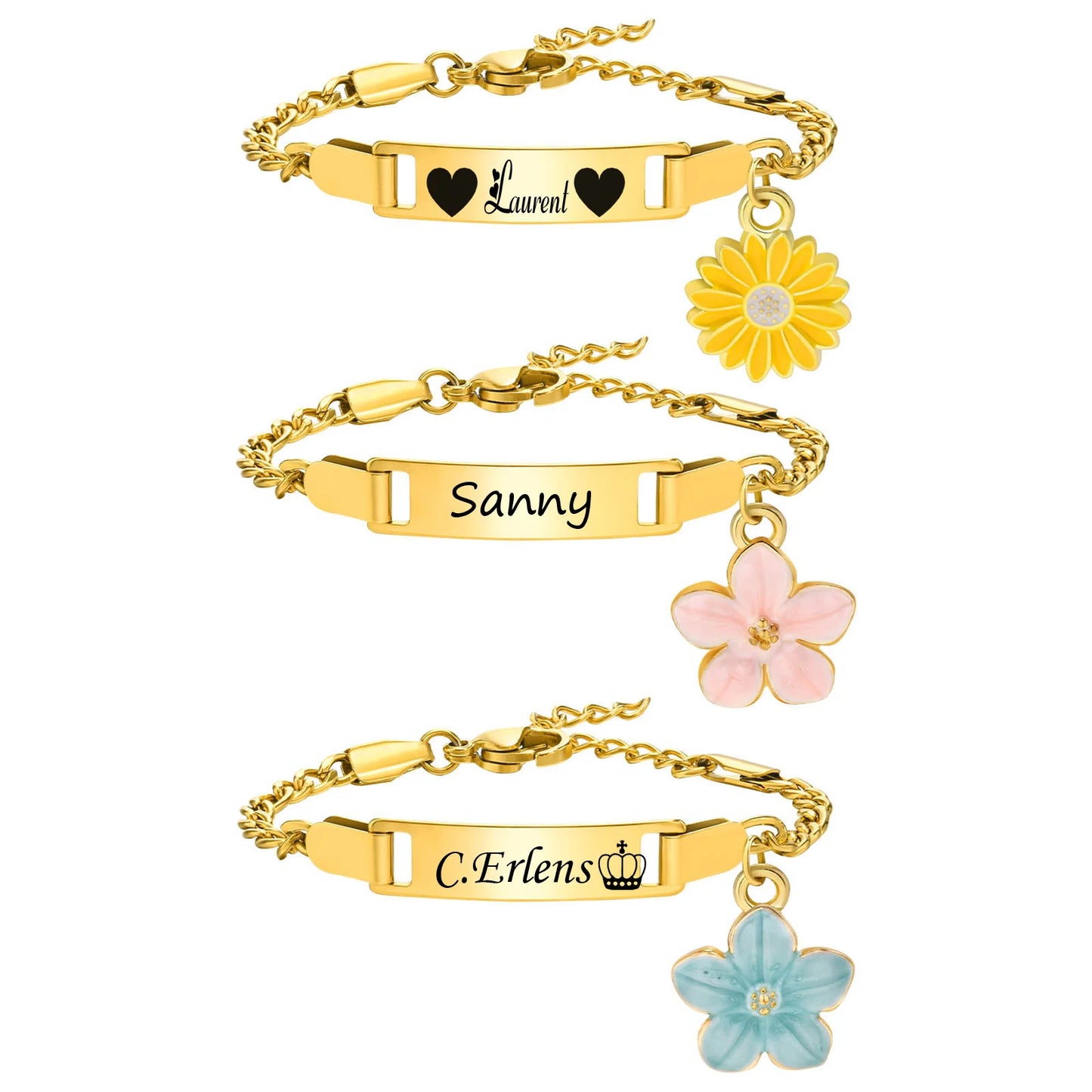 🌸 Personalized Name Bracelet with Flower Charms | Children's Jewelry Gift 🎁