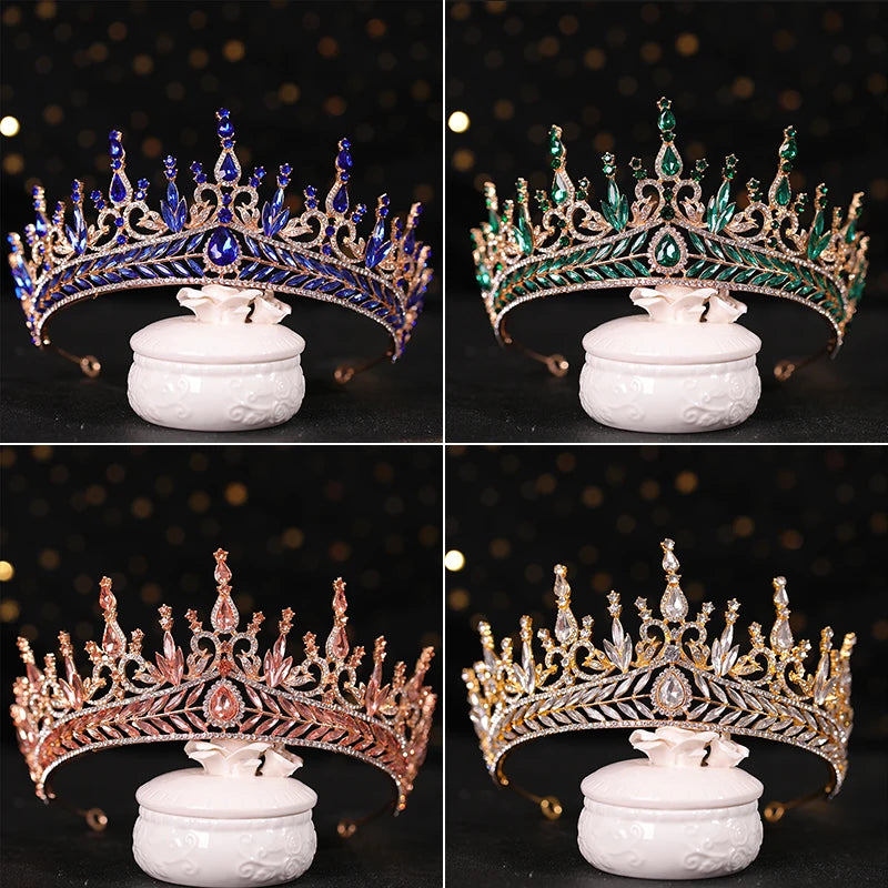 ✨ Luxury Rhinestone Crown – Tiara Headdress | Elegant Hair Ornament for Proms, Pageants & Special Occasions 💍💙