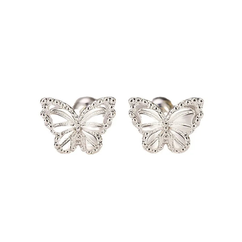 Real 925 Sterling Silver Butterfly Earrings 🦋 | Crystal Screw Studs – Elegant Gift for Girls & Women.