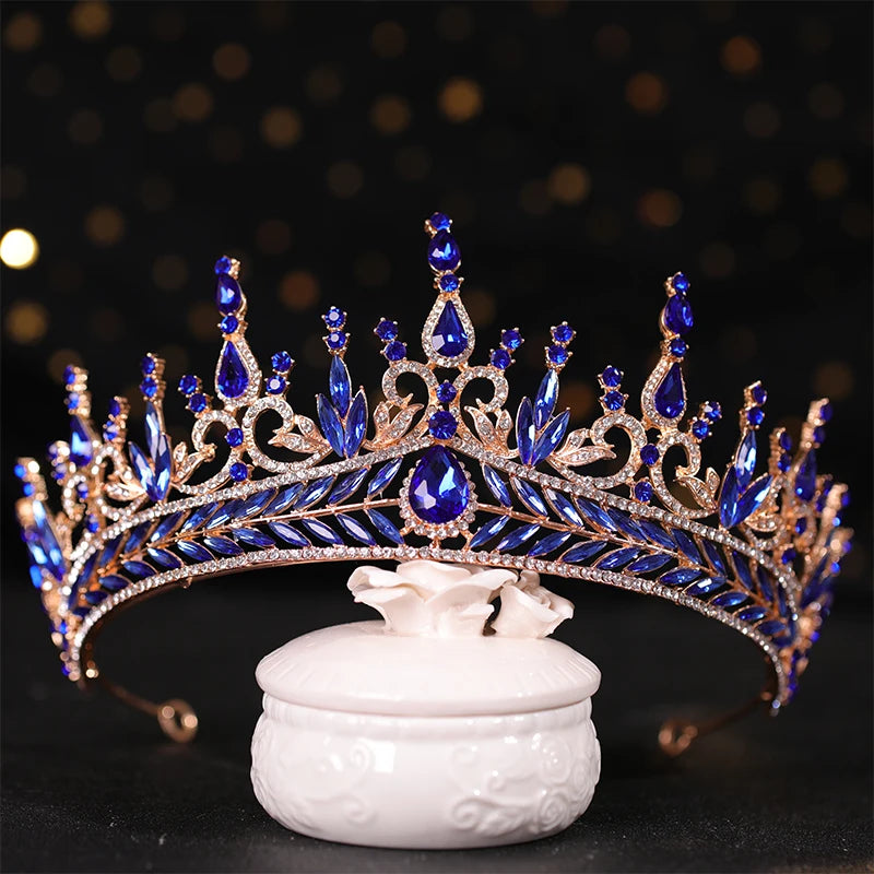 ✨ Luxury Rhinestone Crown – Tiara Headdress | Elegant Hair Ornament for Proms, Pageants & Special Occasions 💍💙