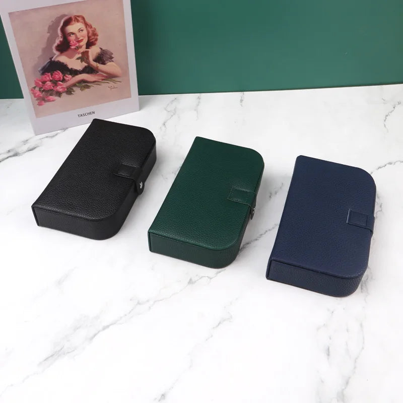 Travel in Style: Portable Button Leather Jewelry Storage Box!
