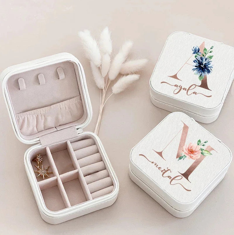 ✨ Personalized Custom Jewelry Box – Travel Ring Box with Name & Initial | Bridesmaid, Birthday, Proposal, Mother’s Day Gift 🎁💖