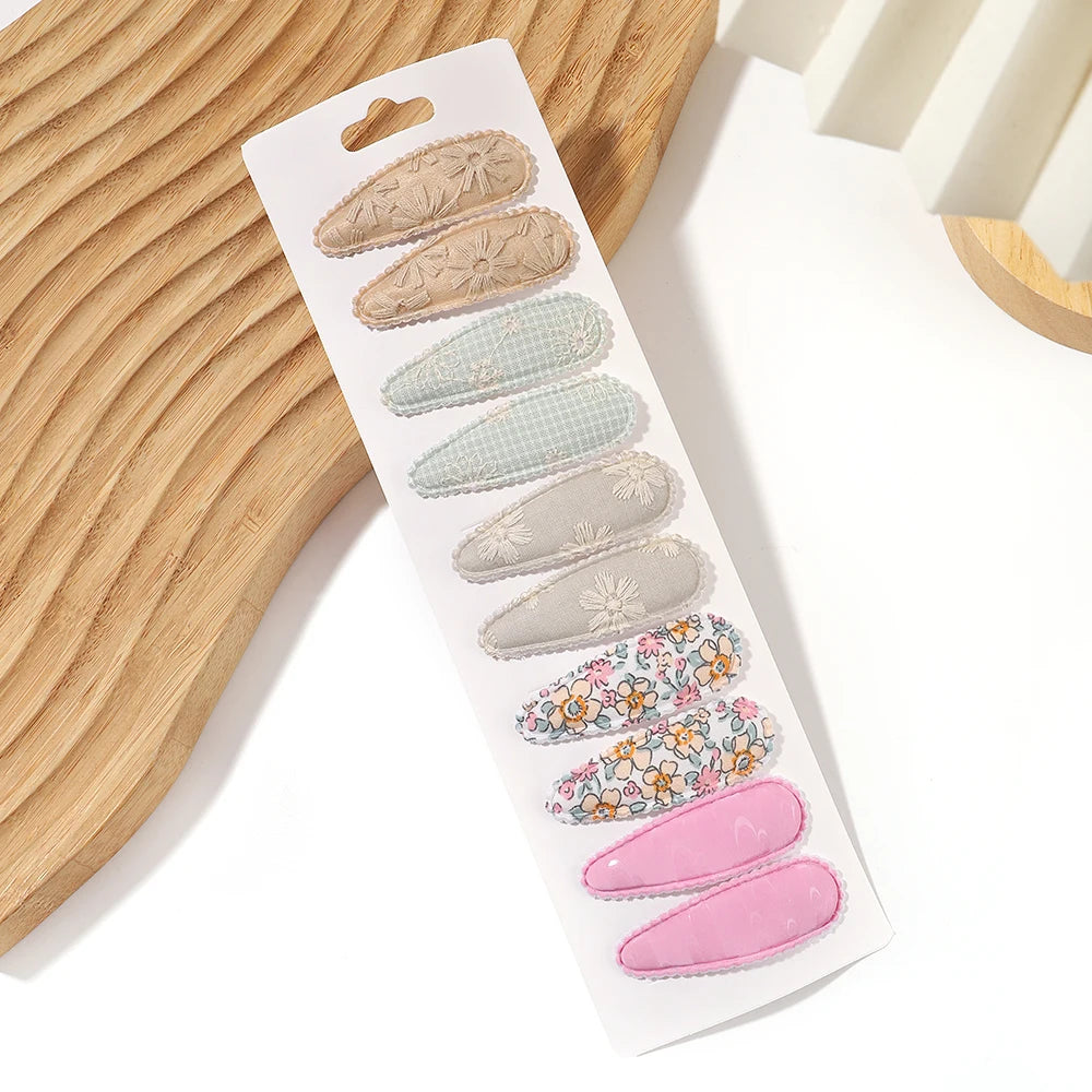 10PCS Cute Cotton Plaid Hair Clips for Girls 👧 | Fabric Hairpins Set – Baby & Kids Headwear Accessories!