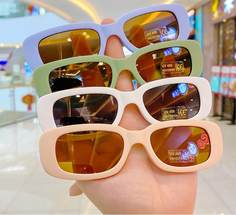 Trendy Kids Rectangle Sunglasses 🕶️ | Vintage Fashion Eyewear for Boys & Girls – UV Protection for Outdoor Fun & Parties!