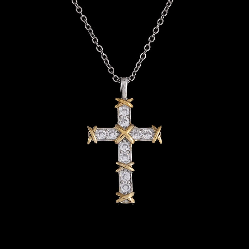 Exquisite Zircon Cross Pendant Necklace - Girls Fashion Temperament Jewelry Gift!