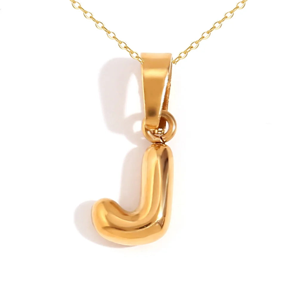 Mini Bubble Letter Pendant Necklace 🔤 | Dainty Unisex Stainless Steel Initial Jewelry for Boys & Girls | Cute A–Z Alphabet Gift Necklace 🎁