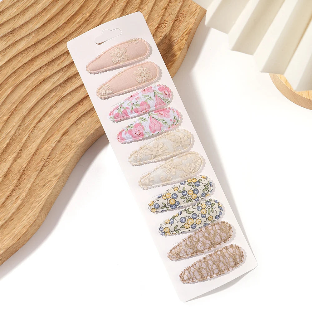 10PCS Cute Cotton Plaid Hair Clips for Girls 👧 | Fabric Hairpins Set – Baby & Kids Headwear Accessories!