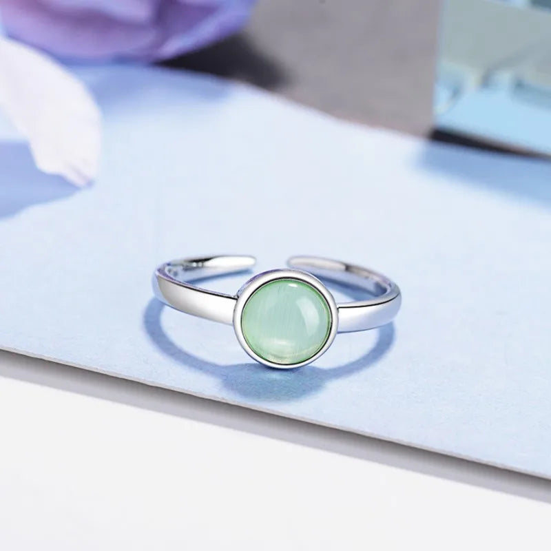 ✨ 925 Silver Plated Adjustable Opal Ring | Elegant Jewelry Gift for Women & Girls.