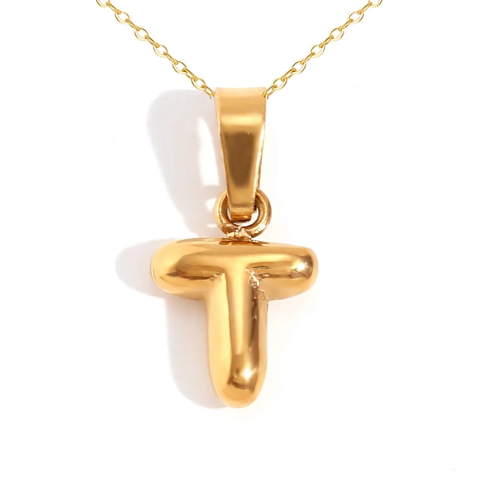 Mini Bubble Letter Pendant Necklace 🔤 | Dainty Unisex Stainless Steel Initial Jewelry for Boys & Girls | Cute A–Z Alphabet Gift Necklace 🎁