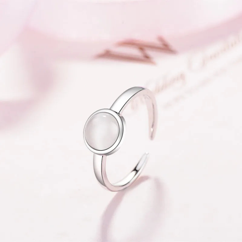 ✨ 925 Silver Plated Adjustable Opal Ring | Elegant Jewelry Gift for Women & Girls.